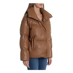 Avec Les Filles Anthropologie Womens M Medium Vegan Faux Leather Puffer Jacket
